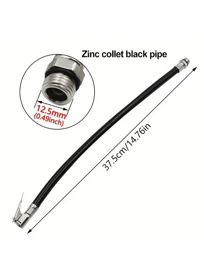 Zinc Alloy Chuck Black Rubber Air Pipe with Clip for Car and Bicycle Tire Inflation - Image 3